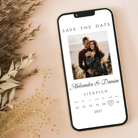 Elektroniczne Save the date ślubne (powiadomienie o uroczystości) ze zdjęciem Pary Młodej - Best Shot