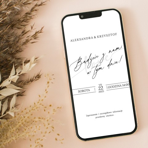 Elektroniczne Save the date ślubne (powiadomienie o uroczystości) minimalistyczne z białym tłem - Love