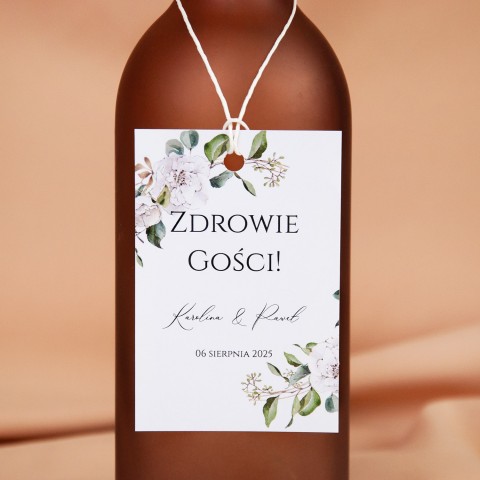 Kwiatowe zawieszki na alkohol z motywem białych kwiatów - White Circle