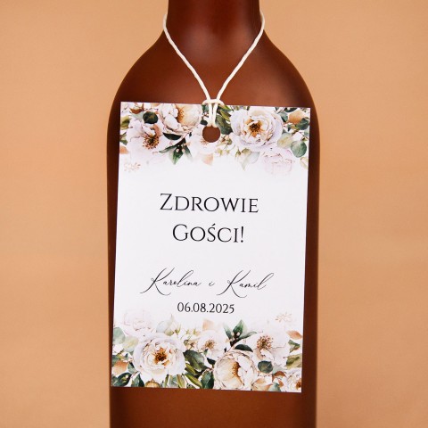 Kwiatowe zawieszki na alkohol z motywem białych kwiatów - White