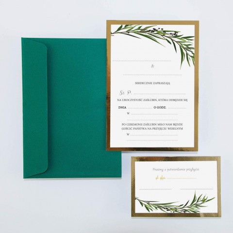 LAST MINUTE - Botaniczne zaproszenia ślubne Olive Mirror