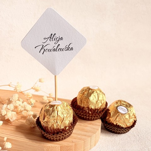 Podziękowania dla gości na ślub – czekoladka ferrero z winietką 