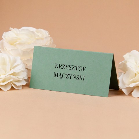 Minimalistyczne winietki weselne na pistacjowym papierze - Unity Pistachio, Royal Pistachio