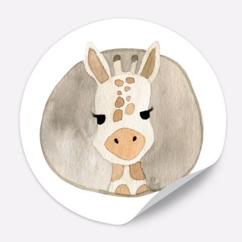 Naklejki okrągłe lub prostokątne na Pierwsze urodziny dziecka w stylu boho - Little Giraffe