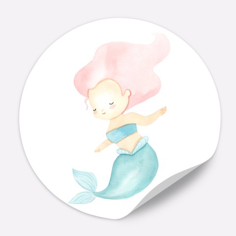 Naklejki okrągłe lub prostokątnena na Urodziny dla dziewczynki z syrenkami - Little Mermaid