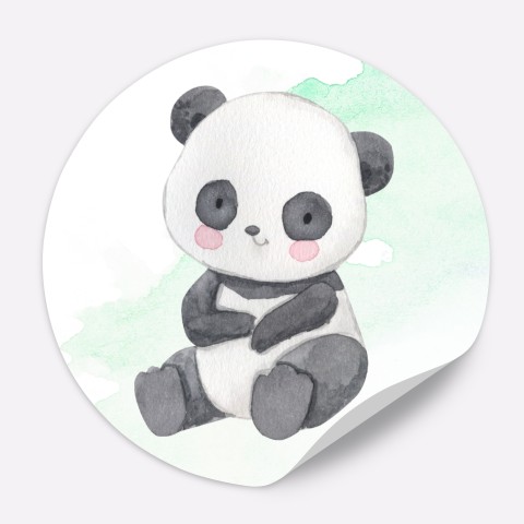 Naklejki okrągłe lub prostokątne na Urodziny dla dziecka z pandą - Little Panda