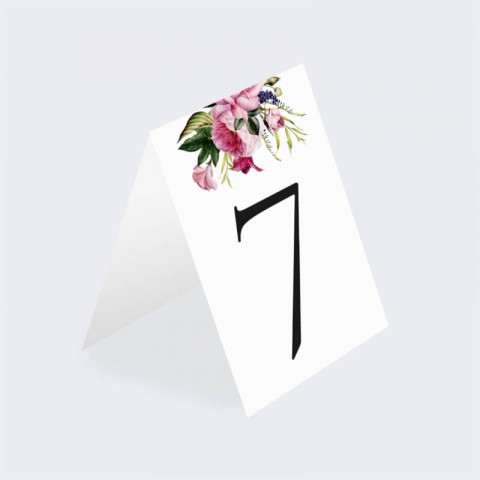 Numery stołów weselnych Floral z motywem kwiatów