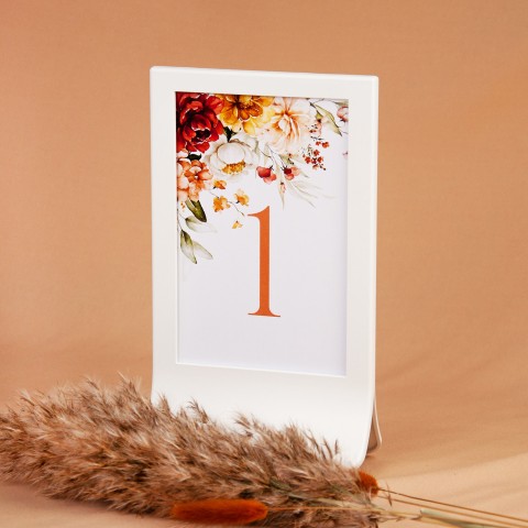 Numery stołów weselnych w białej ramce z motywem kolorowych kwiatów - Summer Flowers