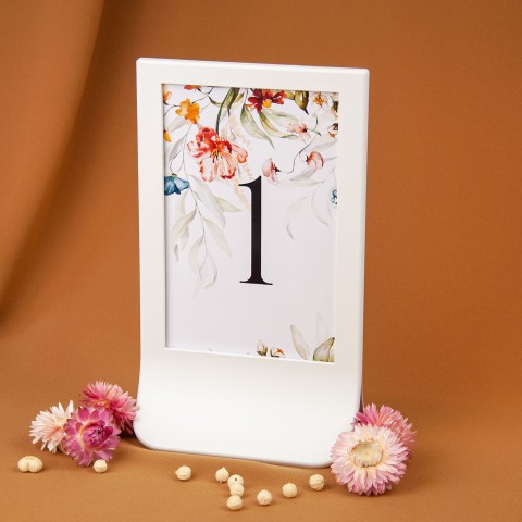 Numery stołów weselnych w białej ramce z motywem kolorowych polnych kwiatów - Field Flowers