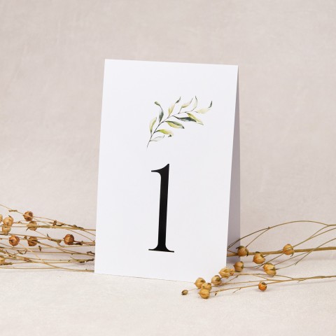 Numery stołów weselnych z motywem gałązki oliwnej - Olive Brunch