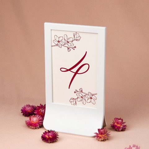 Numery stołów weselnych z motywem kwiatów orchidei w białej ramce - Orchid Ecru