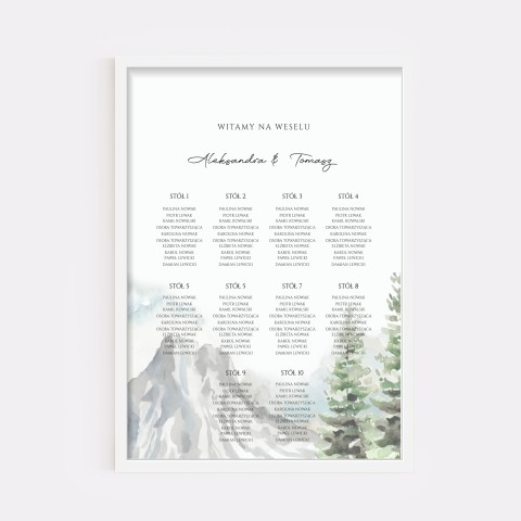 Plan Sali weselnej (rozmieszczenie gości) z górami - Mountain