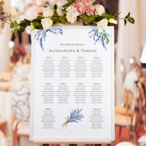 Plan Sali weselnej (rozmieszczenie gości) z lawendą - Lavender Flower