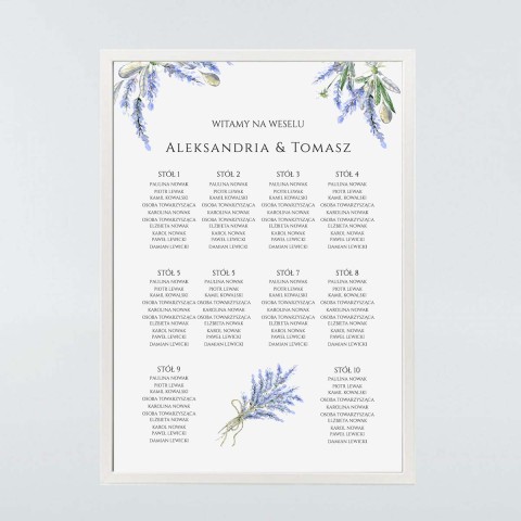 Plan Sali weselnej (rozmieszczenie gości) z lawendą - Lavender Flower