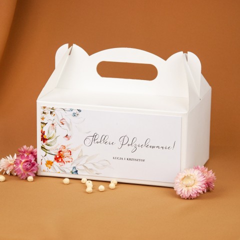 Pudełko na ciasto z motywem kolorowych polnych kwiatów - Field Flowers