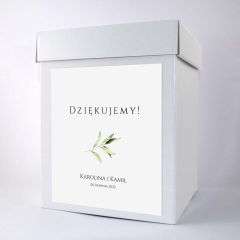 Pudełko na koperty weselne boho z gałązką oliwną - Pure Olive