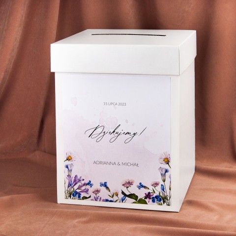 Pudełko na koperty z motywem kwiatów - Lila Dream