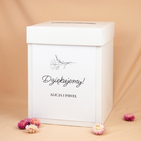 Pudełko na koperty z motywem szkicowanego maku - Simple Poppy