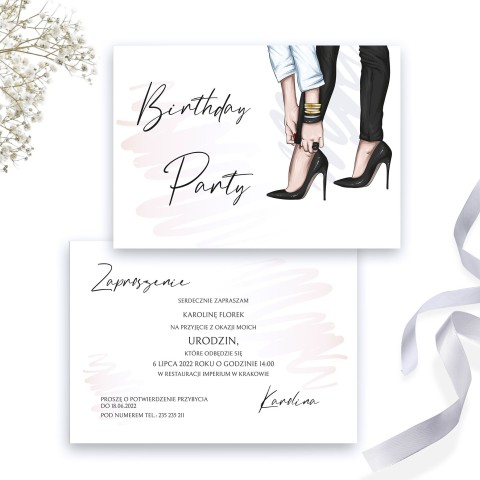 Zaproszenie na urodziny dla dziewczyny ze szpilkami - High heels