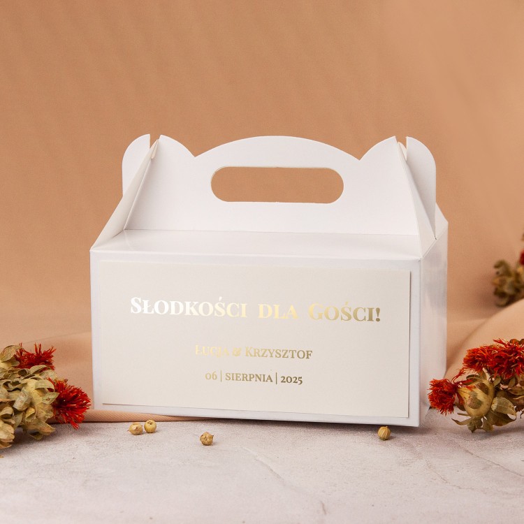 Eleganckie pudełka na ciasto ze złotym wykończeniem - Unity Ecru, Royal Ecru, Gorgeous Ecru