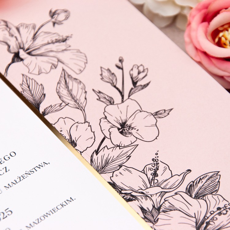 Eleganckie Zaproszenia Ślubne z kwiatowym motywem - Pink Princess