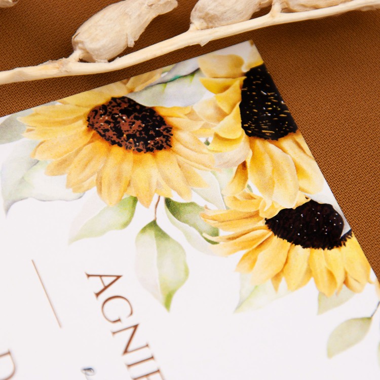 Jednokartowe zaproszenia ślubne z motywem słoneczników - Sunflower