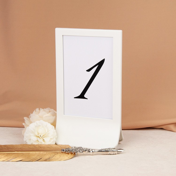 Minimalistyczne numery stołów weselnych w białej ramce - Gold Mirror, Silver Mirror