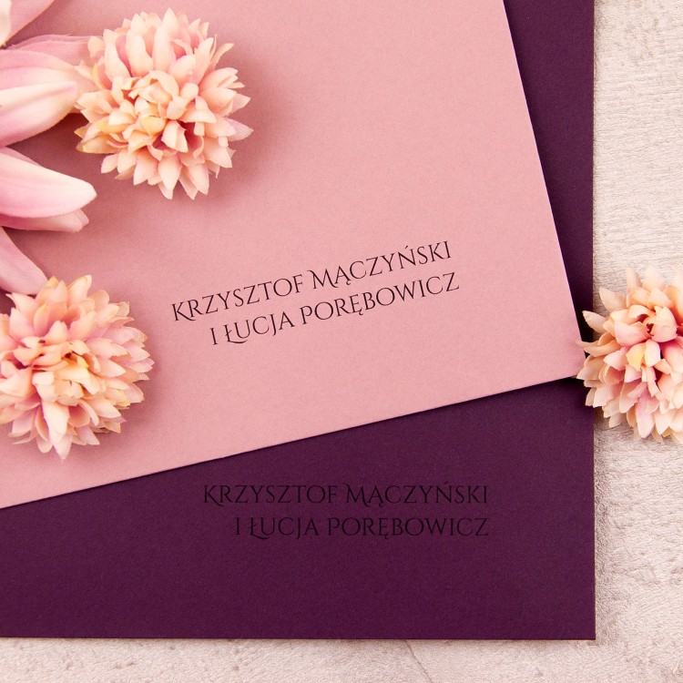 Otwierane zaproszenia ślubne z fioletowym kwiatem - Purple Flower