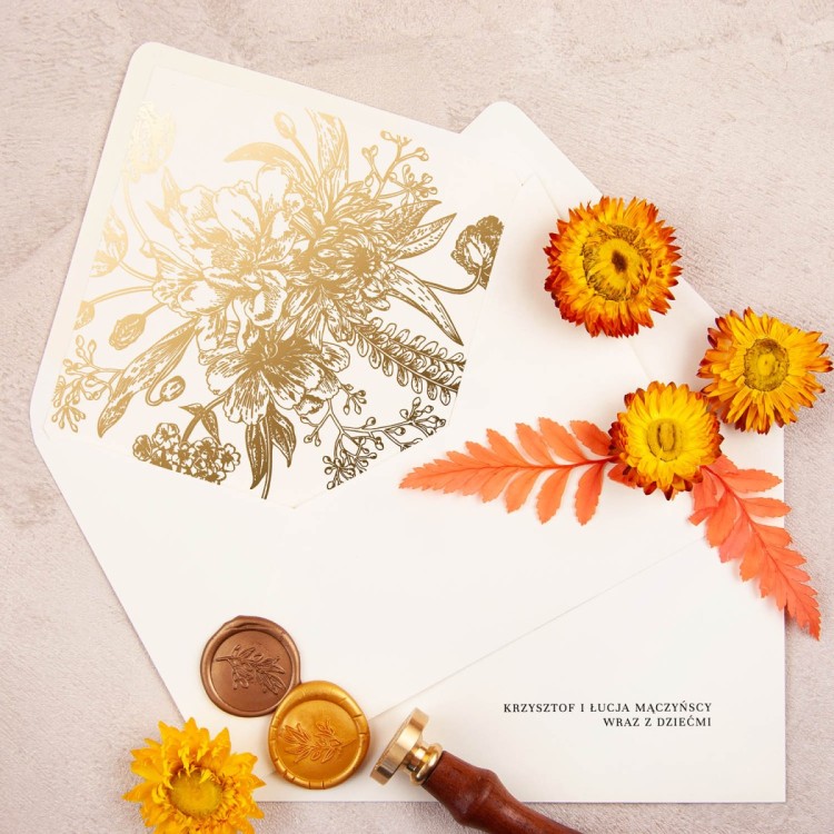 Pozłacane zaproszenia na Komunię Świętą na papierze Ecru do uzupełnienia - Nirvana Communion