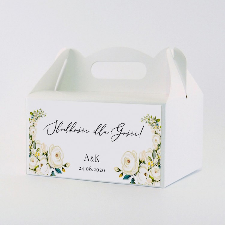 Pudełko na ciasto White Roses z motywem kwiatowym