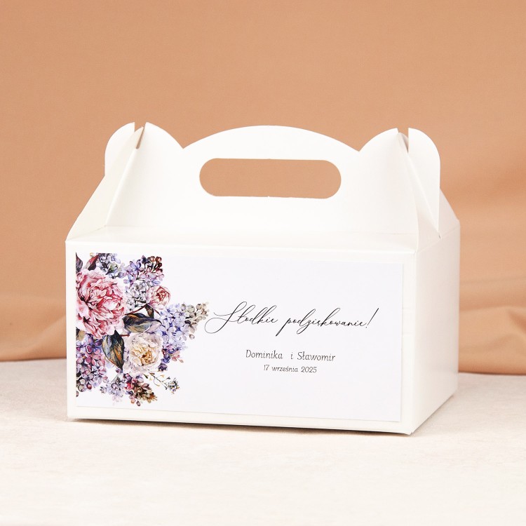 Pudełko na ciasto z motywem kwiatów piwonii i bzu - BFF