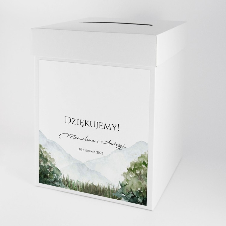 Pudełko na koperty weselne z górami - Mountain