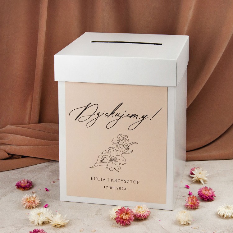Pudełko na koperty z delikatnymi kwiatami - Lily Beige
