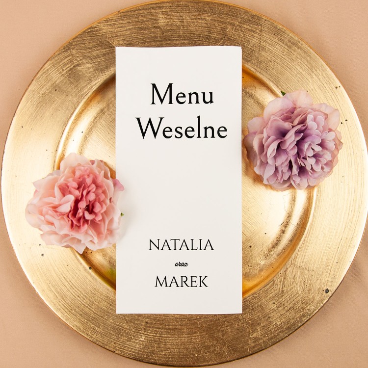 Rozkładane minimalistyczne menu na papierze ecru - Blossom - PRÓBKA