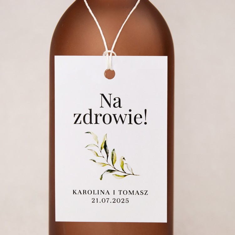 Rustykalne zawieszki na alkohol z motywem gałązki oliwnej - Olive Brunch - PRÓBKA