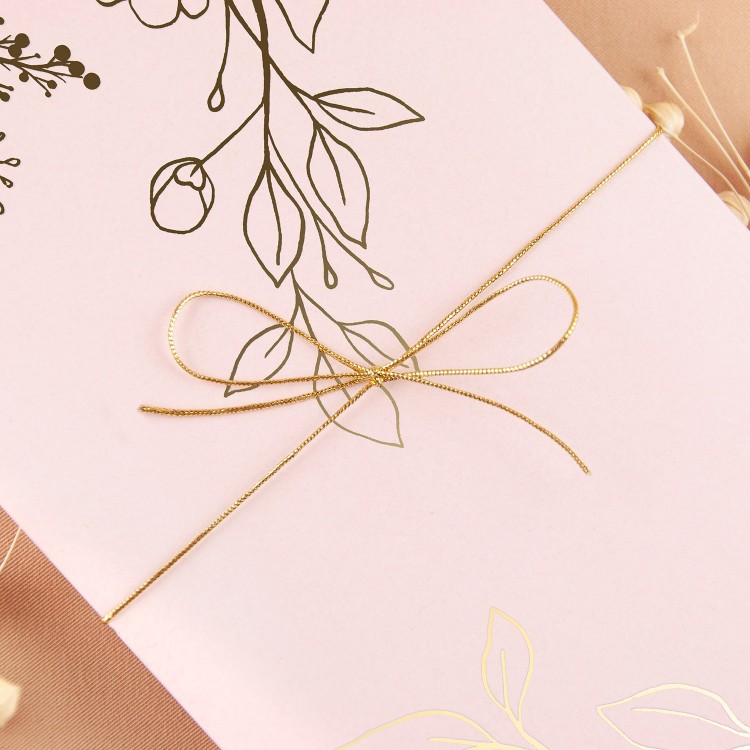 Zaproszenia Ślubne z różowym etui ze złoconymi gałązkami - Glamour Powder Case